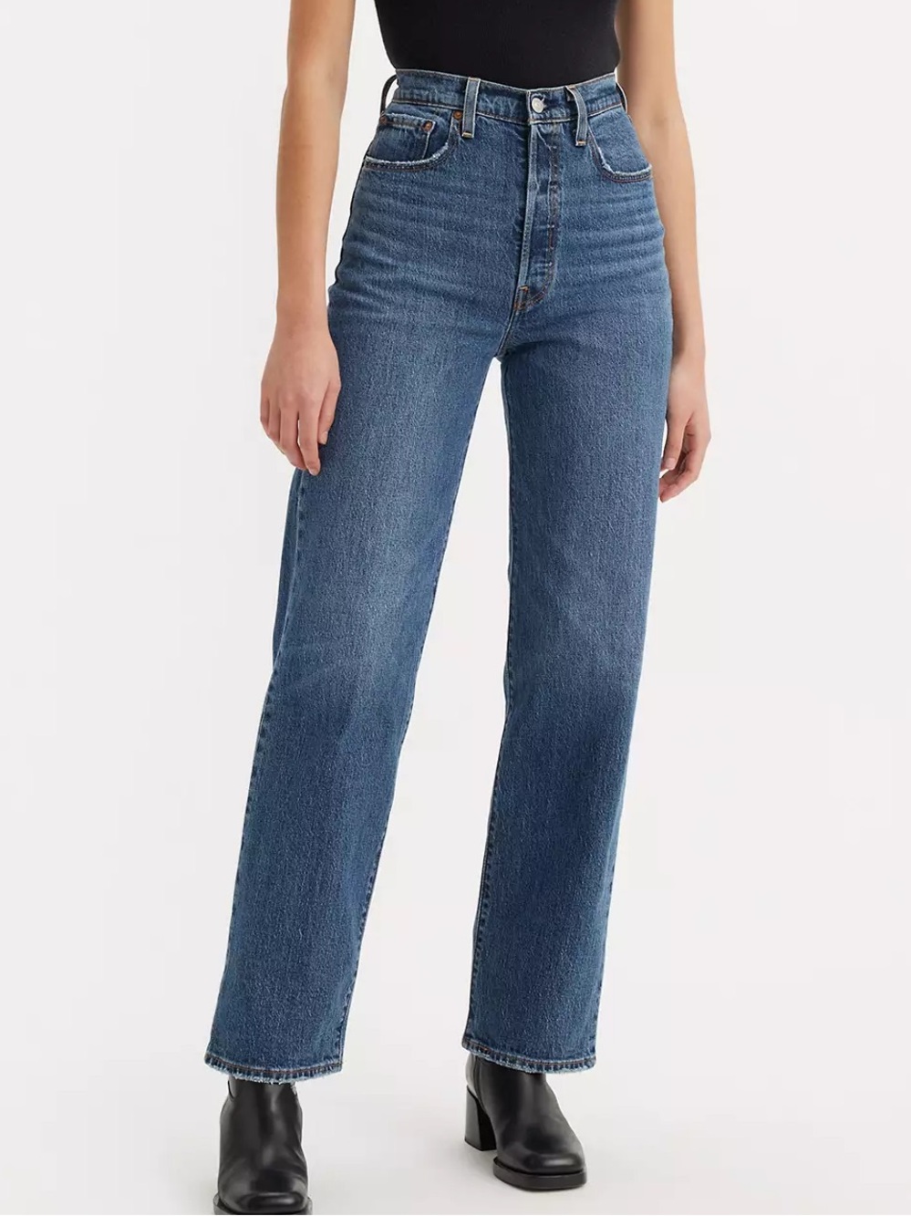 Levi’s Premium Ribcage Straight Jeans Size 29 High Rise Medium Wash